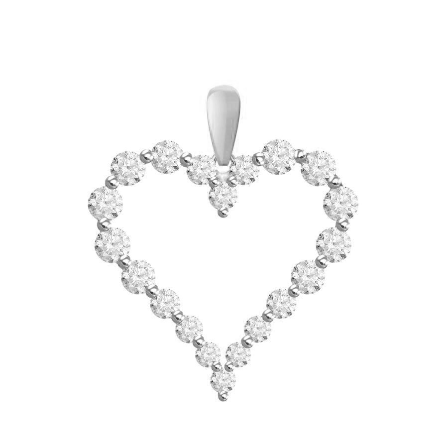 LADIES HEART PENDANT WITH CHAIN 0.50CT ROUND DIAMOND 14K WHITE GOLD (SI QUALITY)