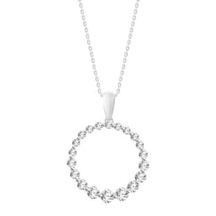 LADIES PENDANT WITH CHAIN 0.50CT ROUND DIAMOND 10K WHITE GOLD