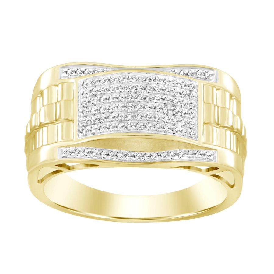 MEN'S RING 0.25CT ROUND DIAMOND 10K YELLOW GOLD