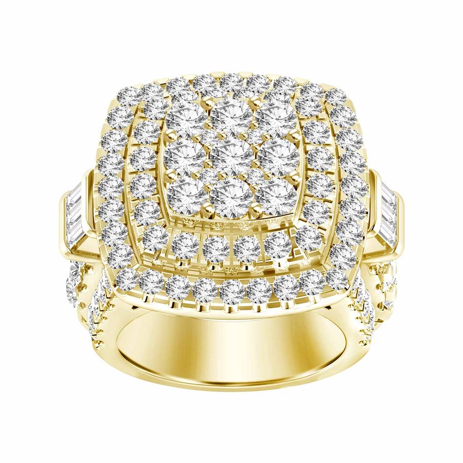 LADIES RING 5.00CT ROUND DIAMOND 10K YELLOW GOLD