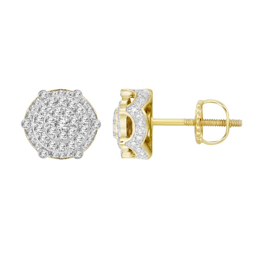 LADIES EARRINGS 0.35CT ROUND DIAMOND 10K YELLOW GOLD