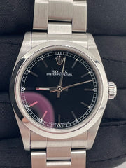 Rolex Oyster Perpetual Black Stick Dial on Oyster Steel Bracelet Ref. 77080 1999
