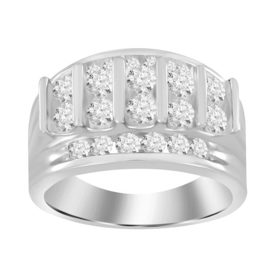 MEN'S BAND 2.00CT ROUND DIAMOND 14K WHITE GOLD