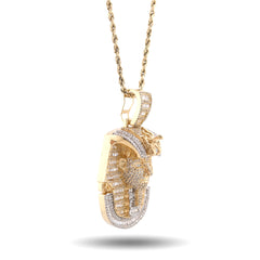 10k Yellow Gold Egyptian Mummy Pharoh 5CTW  Narutal Diamond Pendant Mens Charm 29.8g