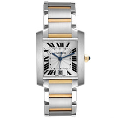 Cartier Tank Francaise Steel Yellow Gold Silver Dial Mens Watch W51005Q4