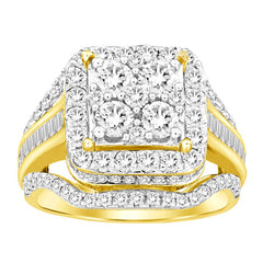 LADIES RING 0.50CT ROUND/BAGUETTE DIAMOND 10K YELLOW GOLD