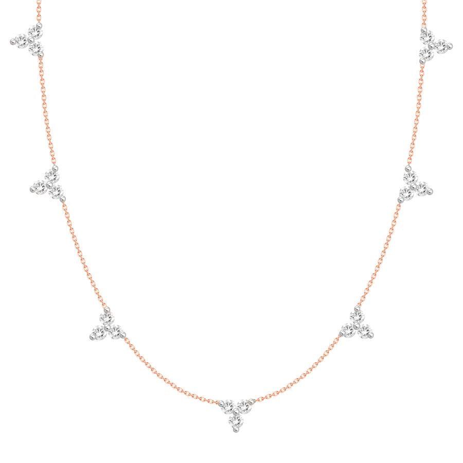 LADIES NECKLACE 1.00CT ROUND DIAMOND 14K ROSE GOLD