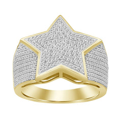 MEN'S RING 0.75CT ROUND DIAMOND 10K YELLOW GOLD