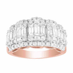 LADIES RING 2.00CT ROUND/BAGUETTE DIAMOND 14K ROSE GOLD