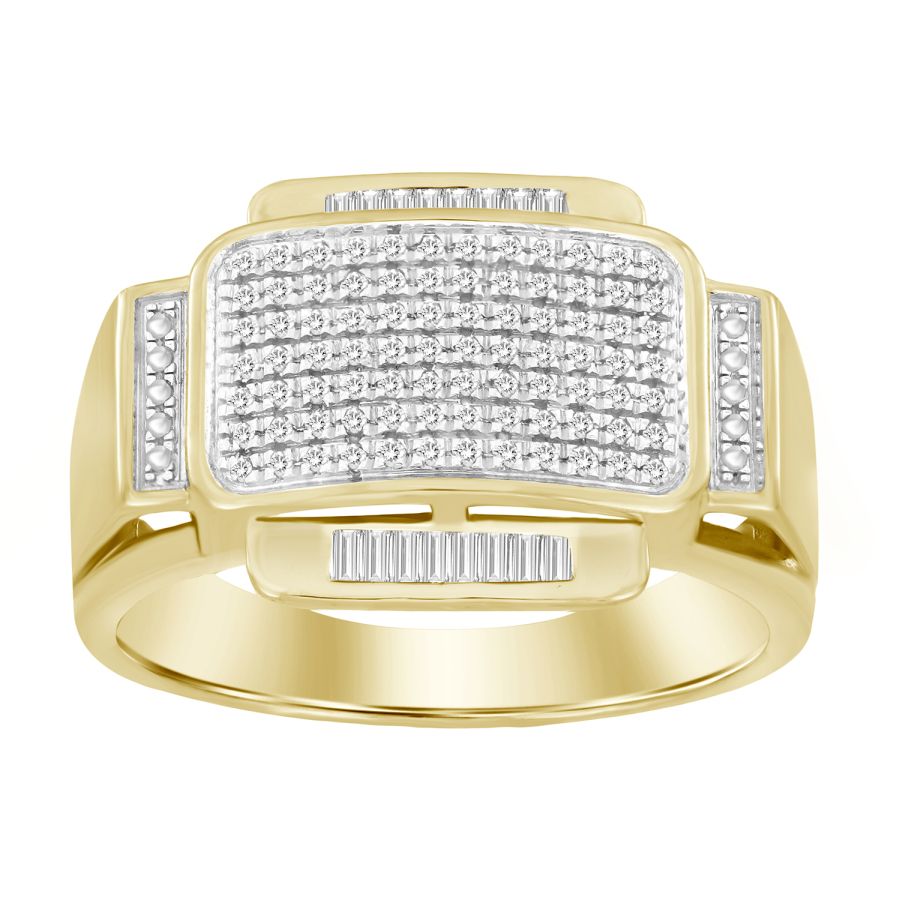 MEN'S RING 0.35CT ROUND DIAMOND 10K YELLOW GOLD