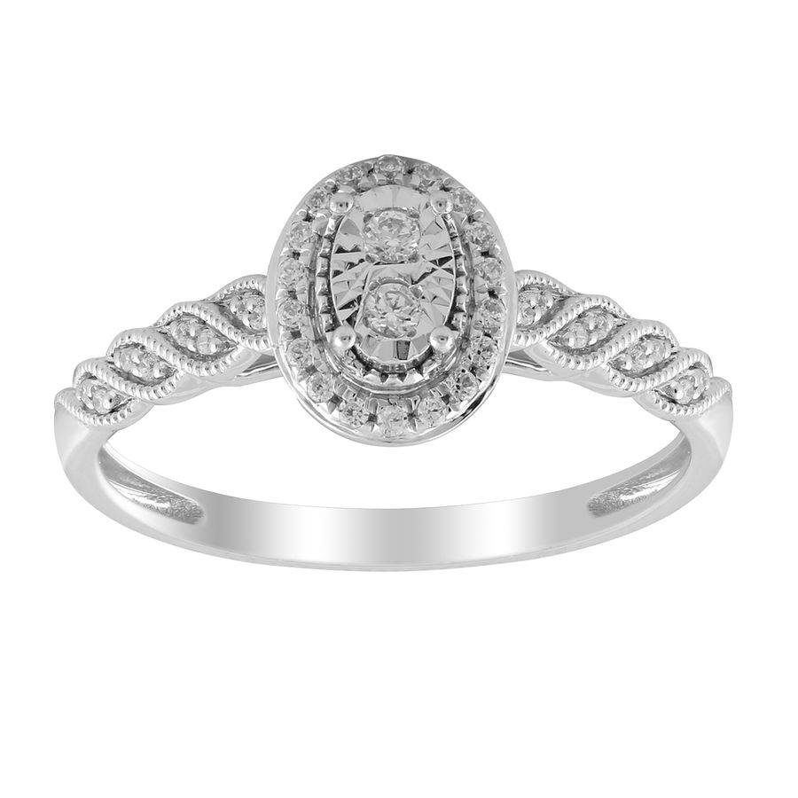 LADIES RING 0.10CT ROUND DIAMOND 10K WHITE GOLD