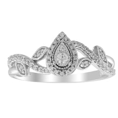 LADIES RING 0.25CT ROUND DIAMOND 10K WHITE GOLD