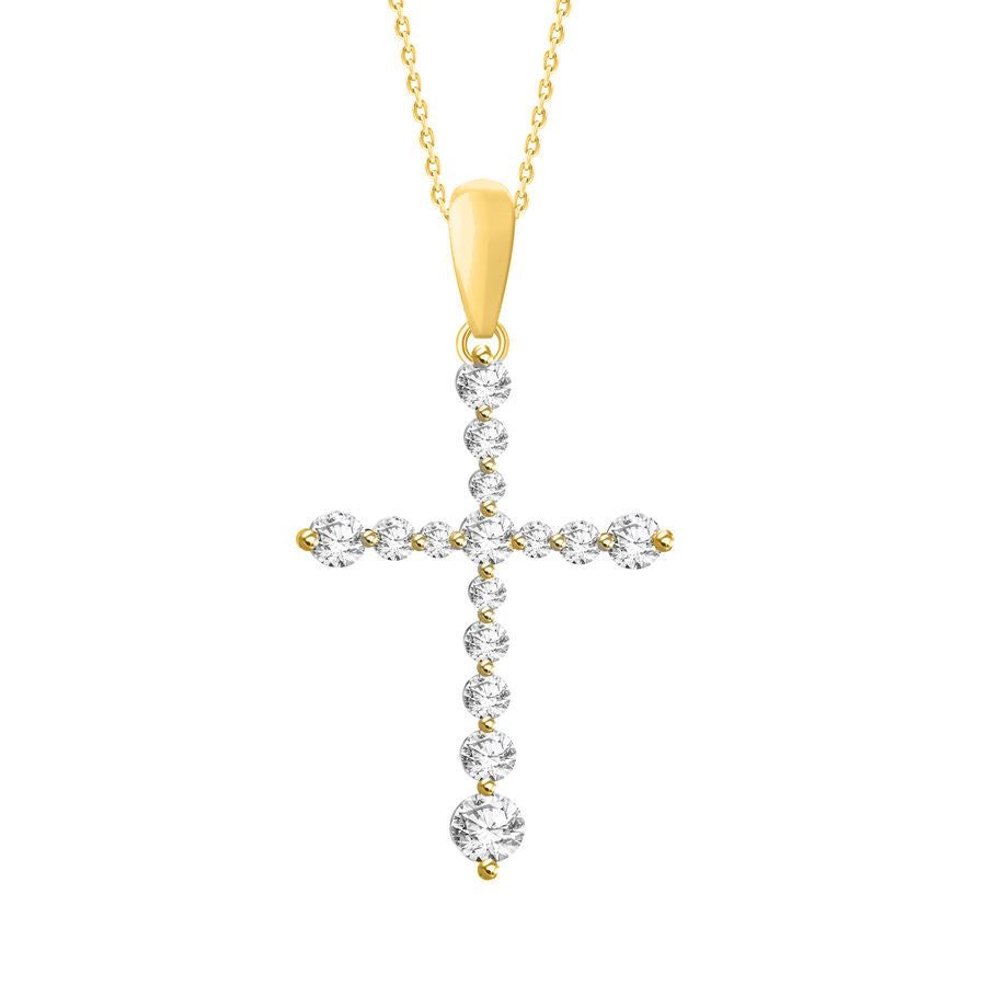 LADIES PENDANT WITH CHAIN 0.25CT ROUND DIAMOND 14K YELLOW GOLD (SI QUALITY)