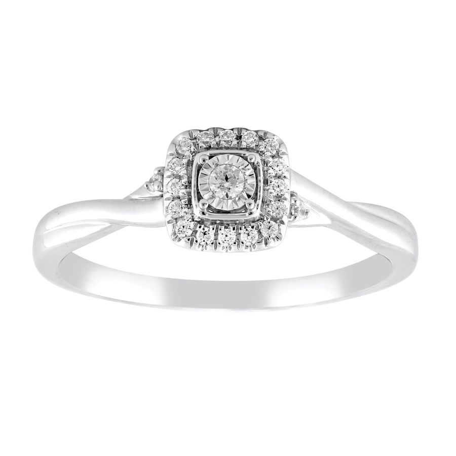 LADIES RING 0.10CT ROUND DIAMOND 10K WHITE GOLD