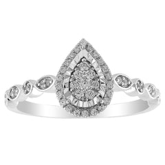 LADIES RING 0.20CT ROUND DIAMOND 10K WHITE GOLD