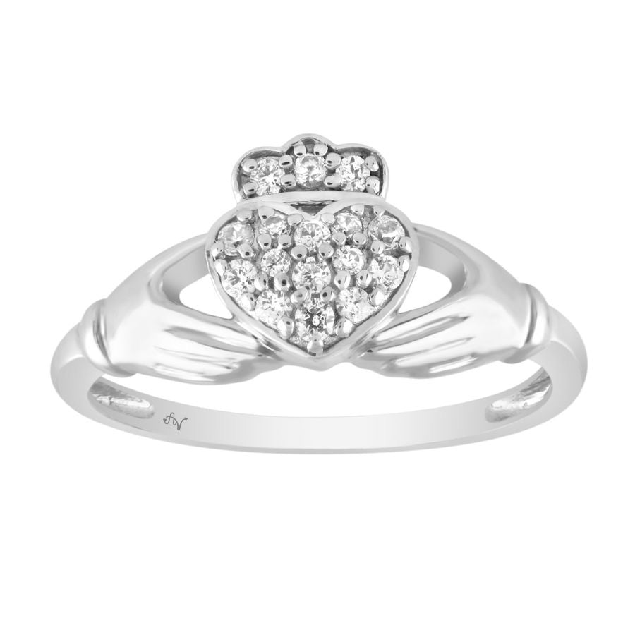 LADIES RING 0.15CT ROUND DIAMOND 10K WHITE GOLD