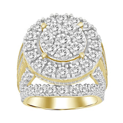 LADIES FASHION RING 5.00CT ROUND/BAGUETTE DIAMOND 10K YELLOW GOLD