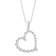 LADIES PENDANT WITH CHAIN 0.75CT ROUND DIAMOND 14K WHITE GOLD