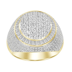 MEN'S RING 2.15CT ROUND/BAGUETTE DIAMOND 14K YELLOW GOLD