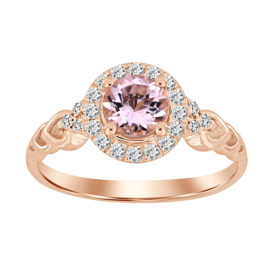 LADIES RING 0.65CT ROUND DIAMOND 10K ROSE GOLD