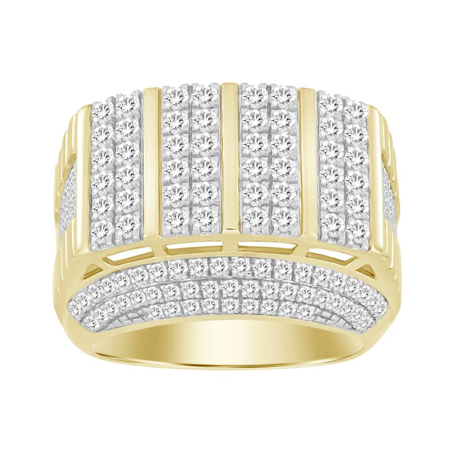 MEN'S RING 2.00CT ROUND DIAMOND 10K YELLOW GOLD