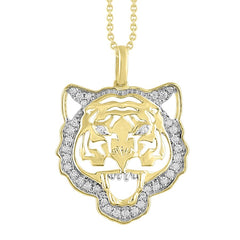 LADIES PENDANT WITH CHAIN 0.20CT ROUND DIAMOND 10K YELLOW GOLD