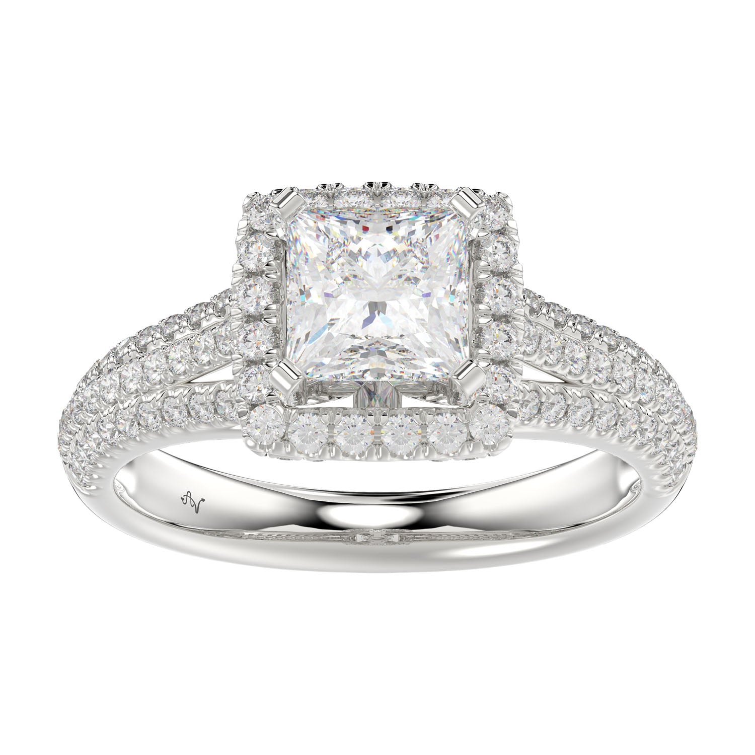 LADIES SEMI MOUNT RING 0.70CT ROUND/PRINCESS DIAMOND 14K WHITE GOLD  (SI QUALITY) (CENTER STONE 1.00CT PRINCESS DIAMOND)