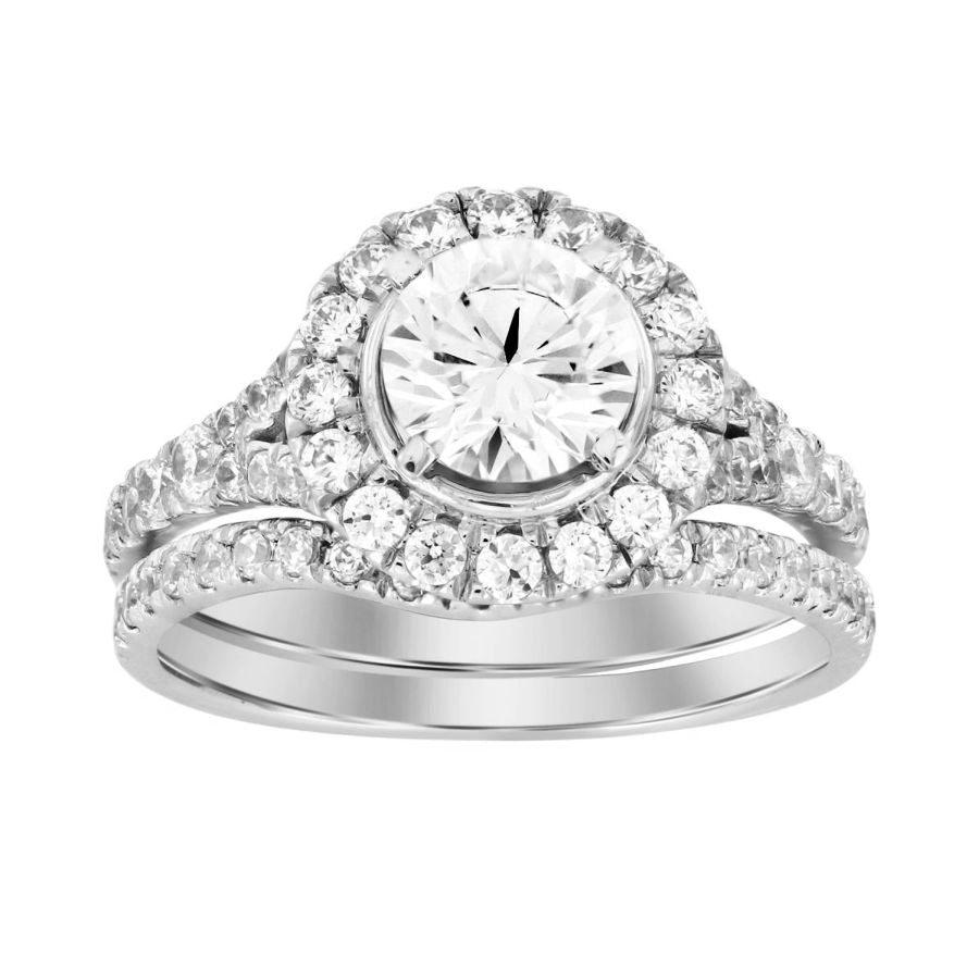 LADIES BRIDAL SET 1.00CT ROUND DIAMOND 14K WHITE GOLD (CENTER STONE 1.00CT ROUND DIAMOND)