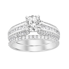 LADIES BRIDAL SET SEMI MOUNT 0.75CT ROUND DIAMOND 14K WHITE GOLD (CENTER STONE 1.00CT ROUND DIAMOND)