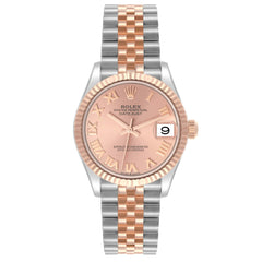 Rolex Datejust 31mm 2 Tone 18k Rose Gold & Stainless-Steel Fluted Bezel Rose Gold color Dial Jubilee Watch 278271