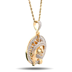 10k Yellow Gold 3.01CTW Natural Diamond Jesus Head Crown Pendant Mens Religious Charm 19.7g