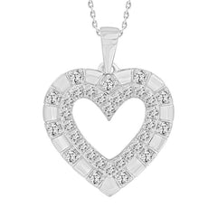 LADIES PENDANT WITH CHAIN 0.50CT ROUND DIAMOND 10K WHITE GOLD