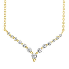 LADIES NECKLACE 0.25CT ROUND DIAMOND 14K YELLOW GOLD