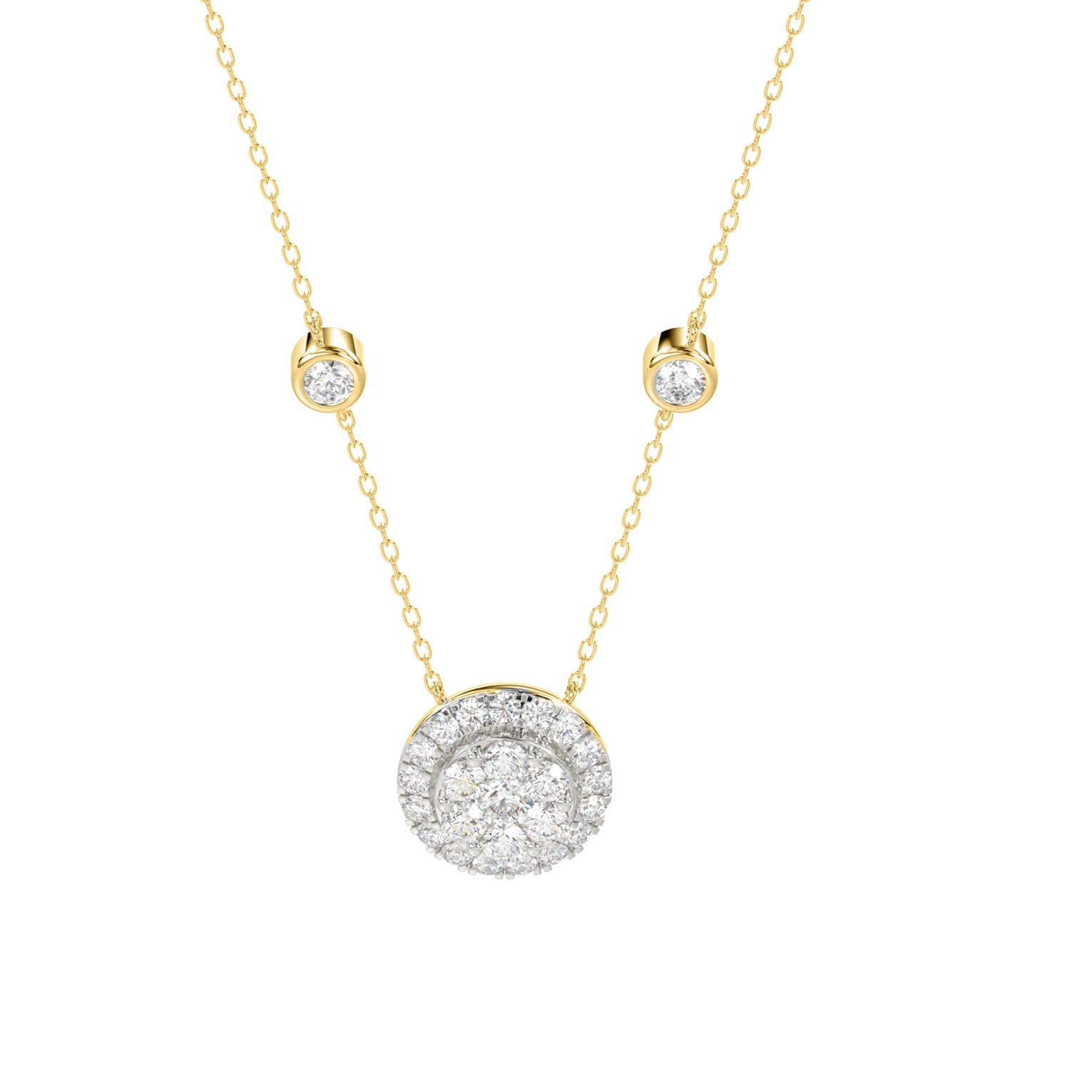 LADIES NECKLACES 0.33CT ROUND DIAMOND 14K YELLOW GOLD