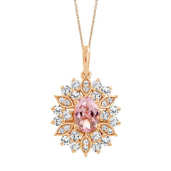 LADIES PENDANT 1.50CT ROUND/OVAL  DIAMOND 10K ROSE GOLD