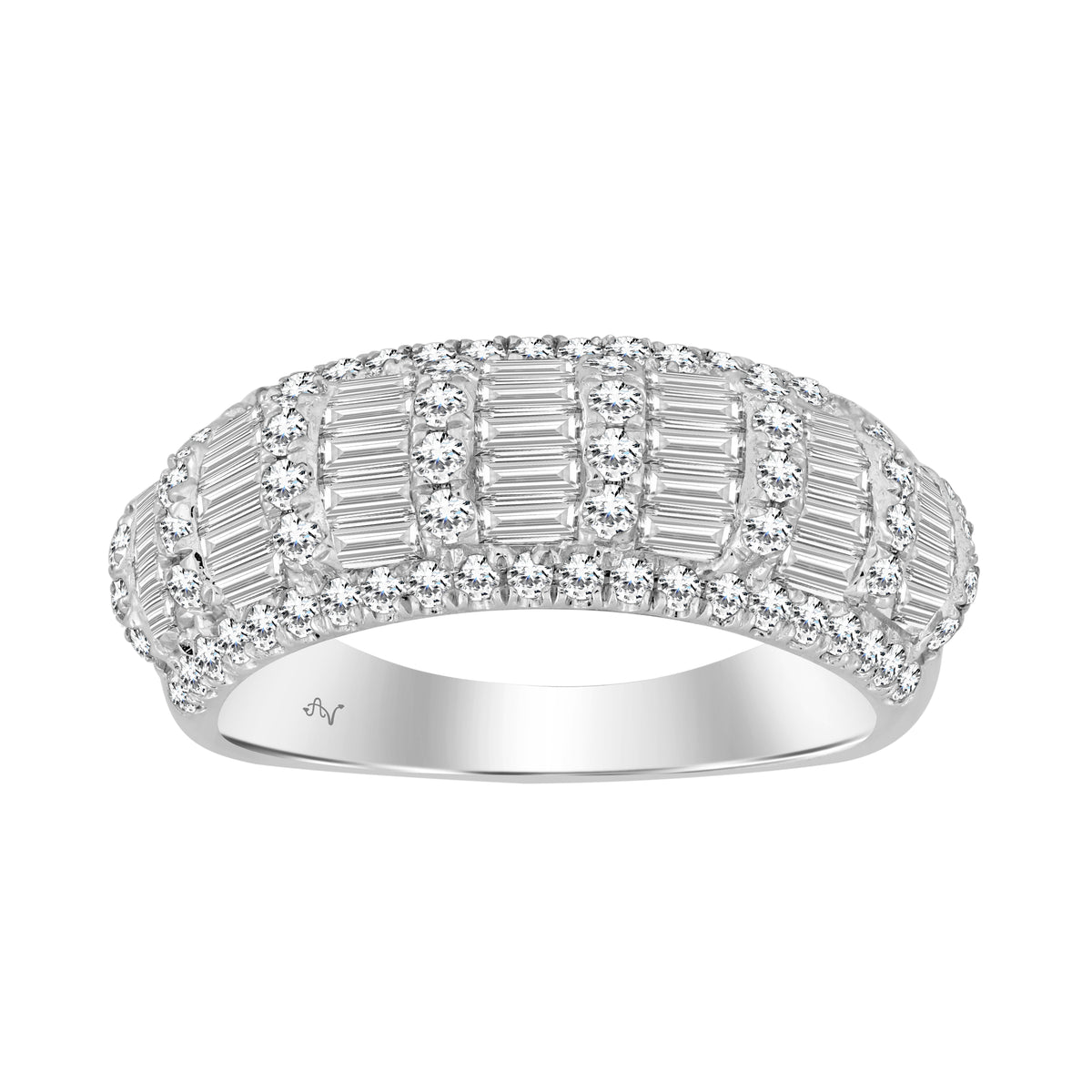 LADIES BAND 1.25CT ROUND/BAGUETTE DIAMOND 14K WHITE GOLD