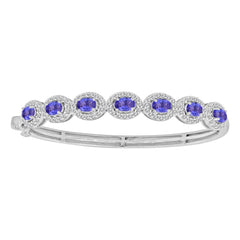 LADIES BANGLE 4.60CT ROUND/OVAL DIAMOND 14K WHITE GOLD (CENTER STONE 3.15 CT OVAL DIAMOND)