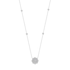 LADIES NECKLACE 1.00CT ROUND DIAMOND 14K WHITE GOLD (SI QUALITY)