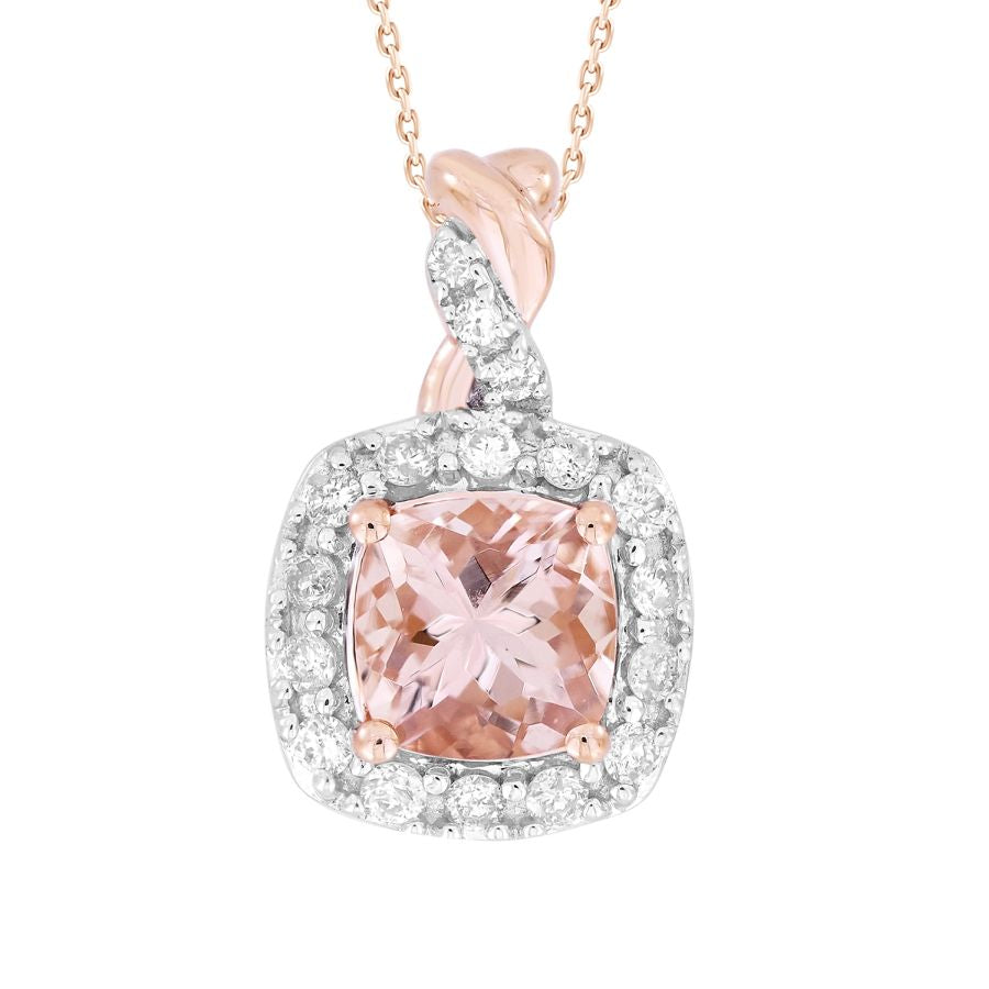 LADIES PENDANT 0.25CT ROUND/CUSHION DIAMOND 14K ROSE GOLD (SI QUALITY)