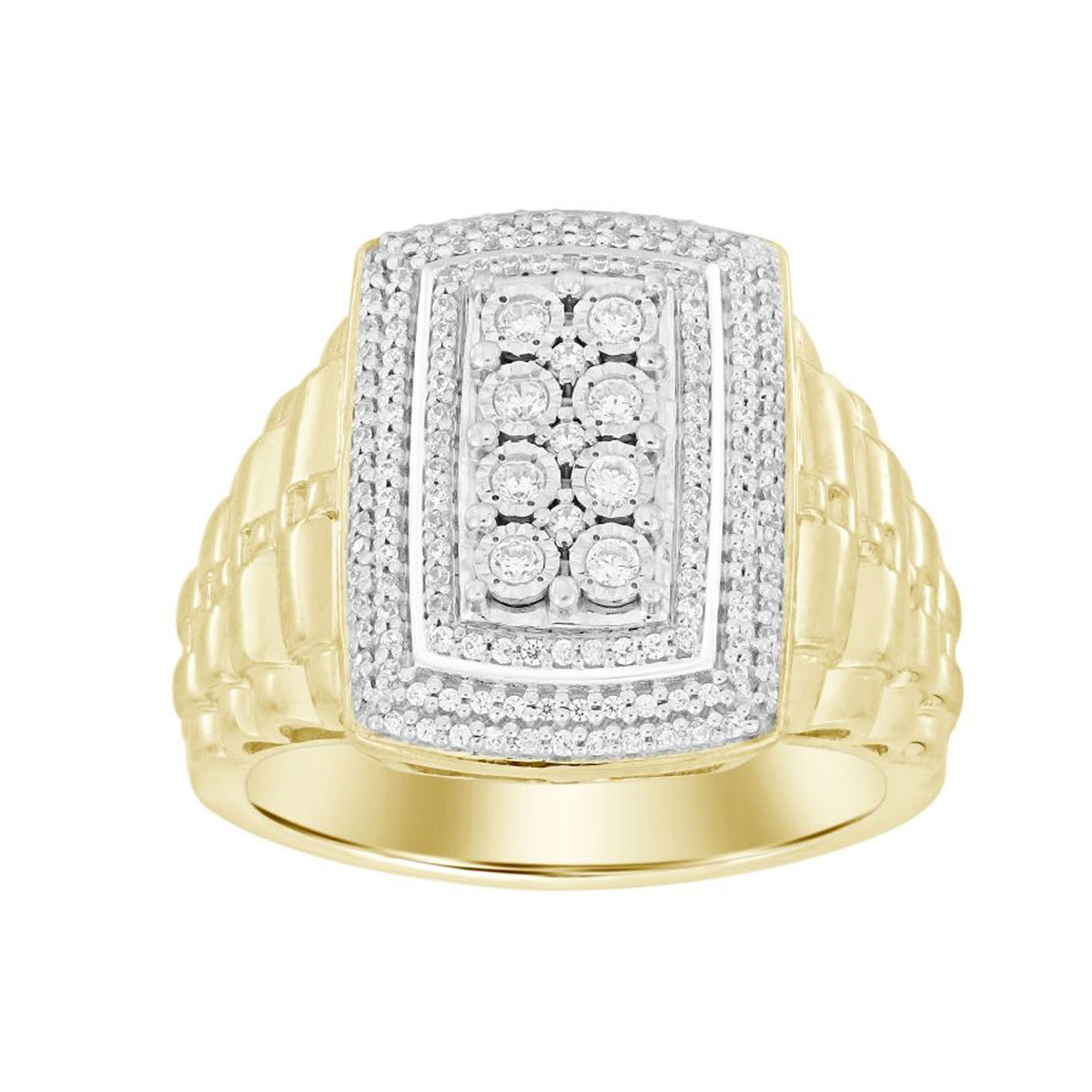 MEN'S RING 0.50CT ROUND DIAMOND 10K YELLOW GOLD