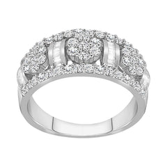 LADIES BAND 1.00CT ROUND/BAGUETTE DIAMOND 14K WHITE GOLD