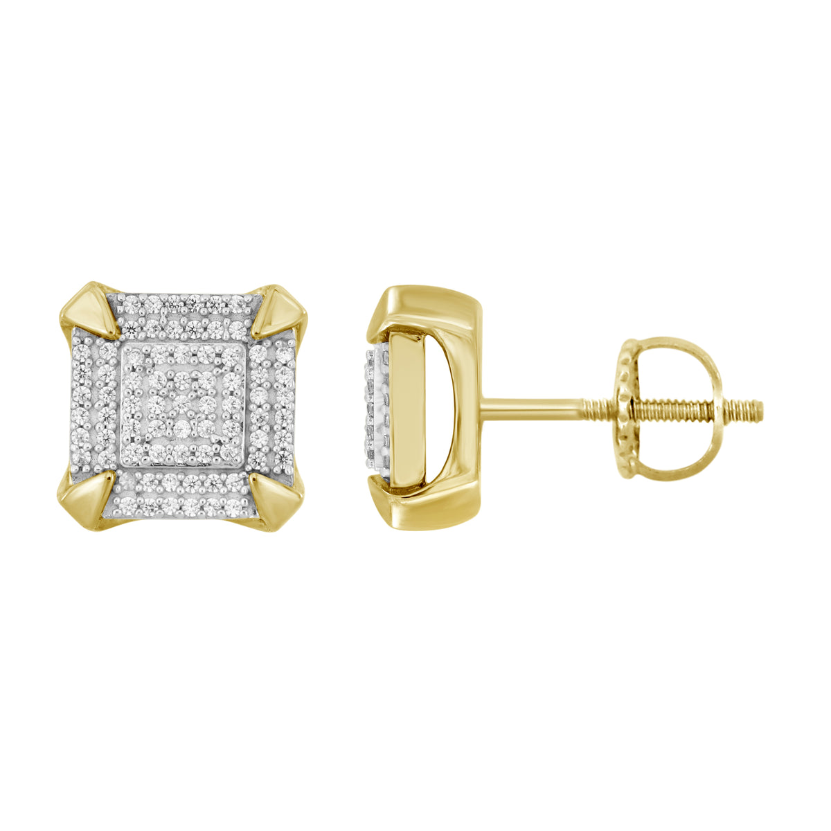 LADIES  EARRINGS 0.25CT ROUND DIAMOND 10K YELLOW GOLD