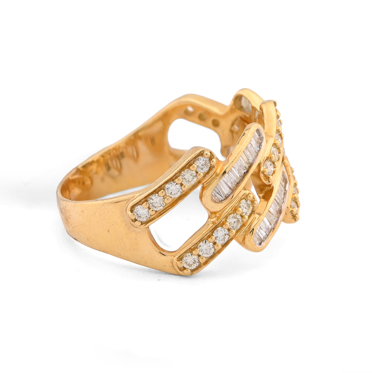 Cuban Natural Diamond 4.15CTW 10k Gold Baguette/Round Mens Pinky Ring 5.7gms