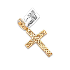 Mens 10k Gold 1.50CTW Natural Diamond Illusion Set Cross Charm Religious Pendant 4gms