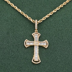 10k Yellow Gold 0.55CTW Natural Diamond Small Cross Pendant Mens Religious Charm 1.8gms