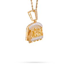10k Yellow Gold 1.35CTW Natural Diamond Last Supper Baguette Pendant Mens Charm 16.8gms