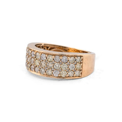Mens 3 Row Natural Diamond 10k Gold 2.5CTW Round Stone Band Ring 7.3gms