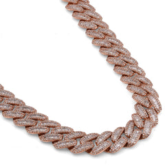 13MM 10k Rose Gold 18.2CTW Baguette/Round Natural Diamond Cuban Link Chain 18"  67.1g Necklace