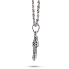 10k White Gold 0.60CTW Natural Diamond Budded Cross Pendant 3.2g Religious Charm