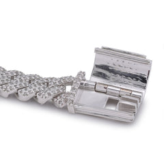 925 Sterling Silver 5CTW Natural Diamond 8MM Snake Cuban 8" Men Women Bracelet 25.1gms